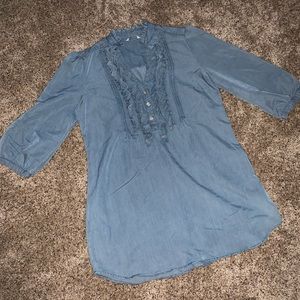 Denim Ruffled Blouse